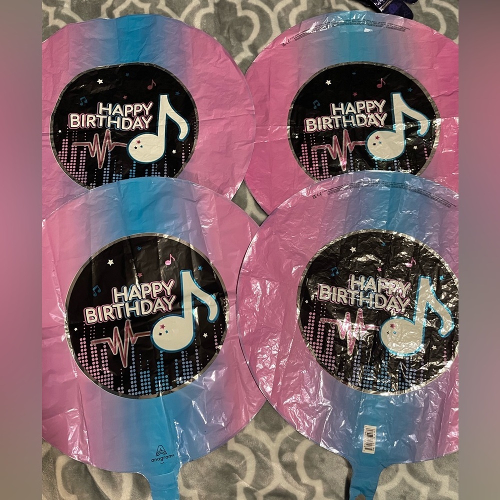 Tik Tok Music Helium Balloons, 18” round, 4 count, new